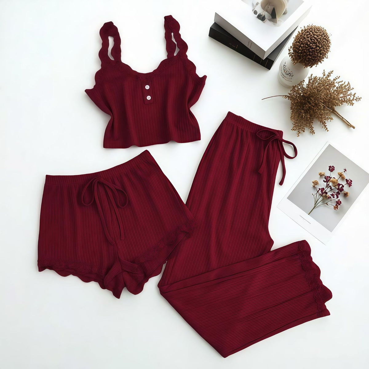Womens Ribbed Camisole Shorts