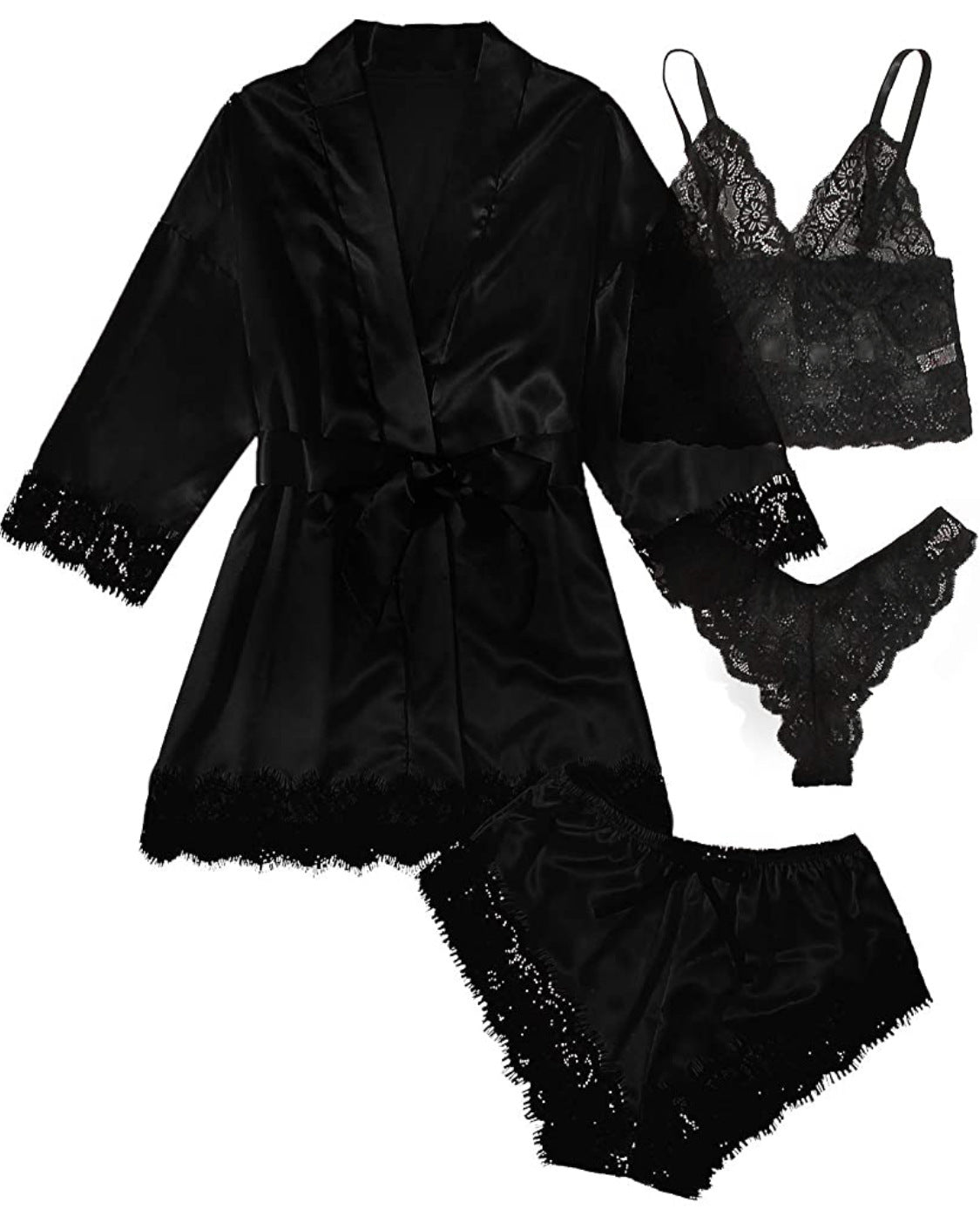 Womens Satin Pajama Set with Adjustable Straps
