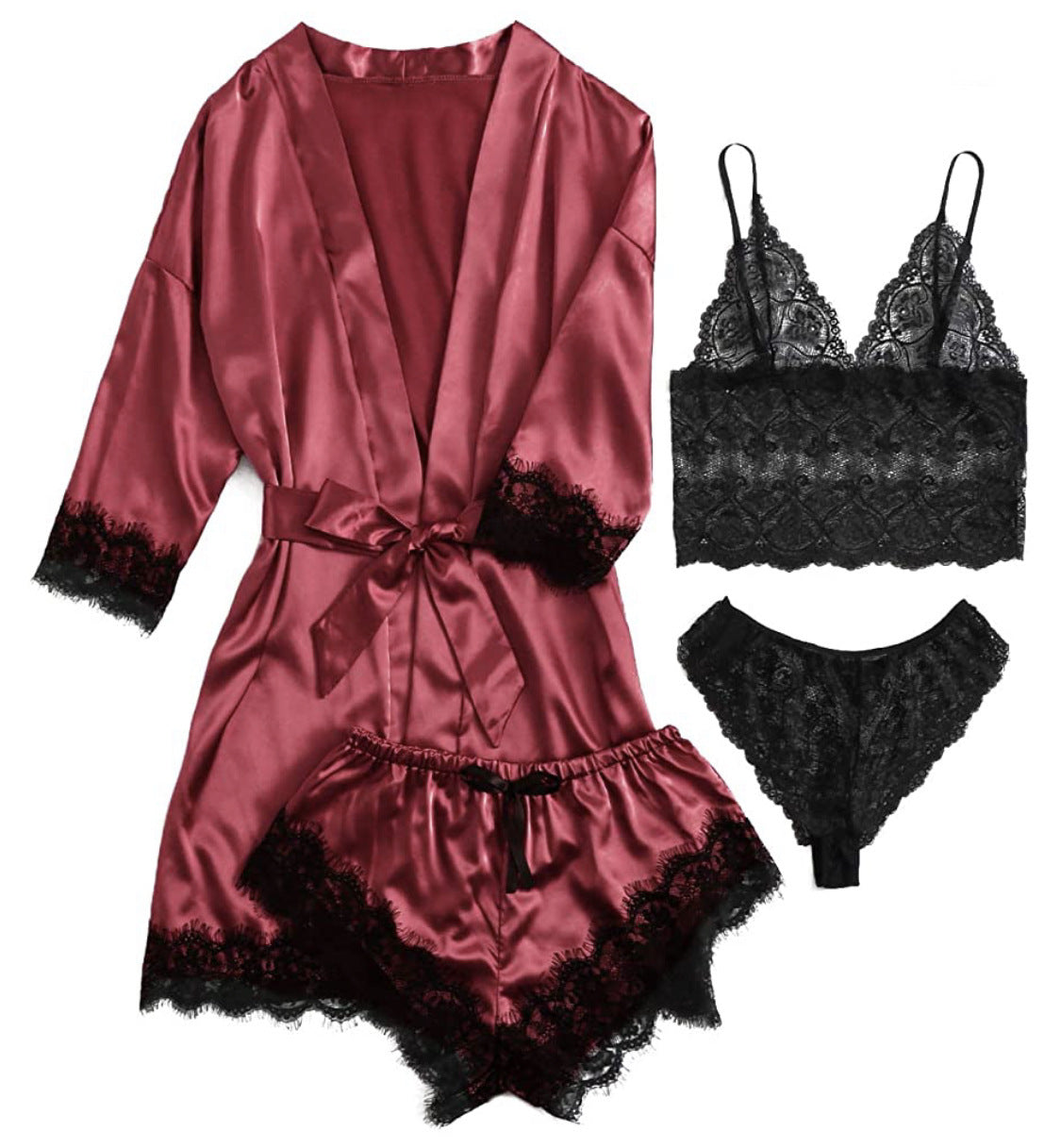 Womens Satin Pajama Set with Adjustable Straps