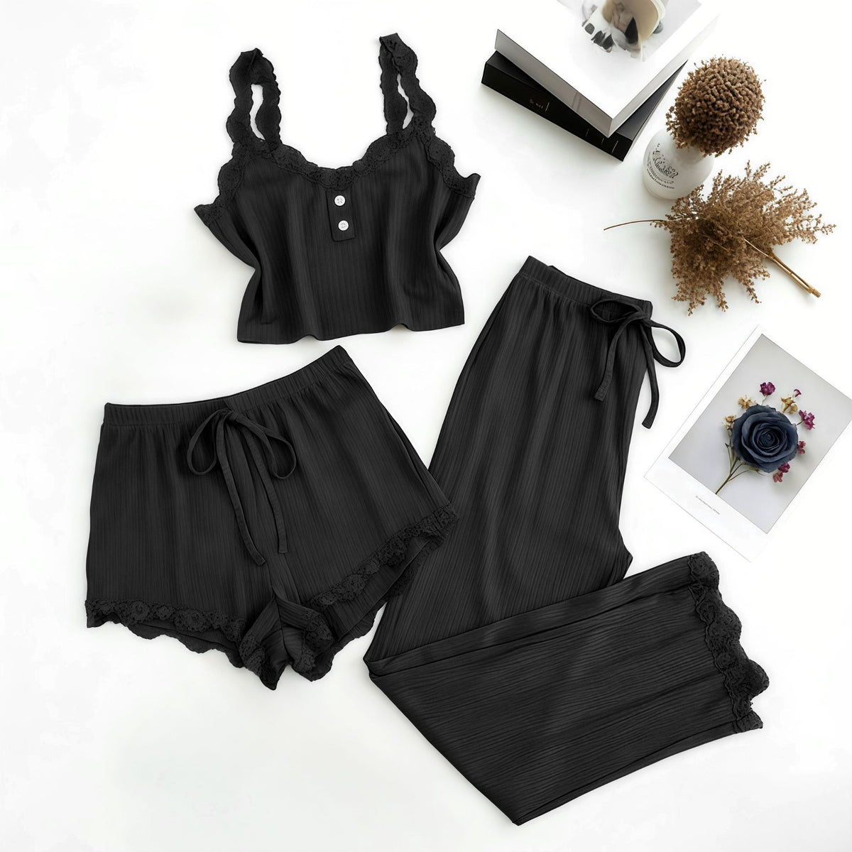 Womens Ribbed Camisole Shorts