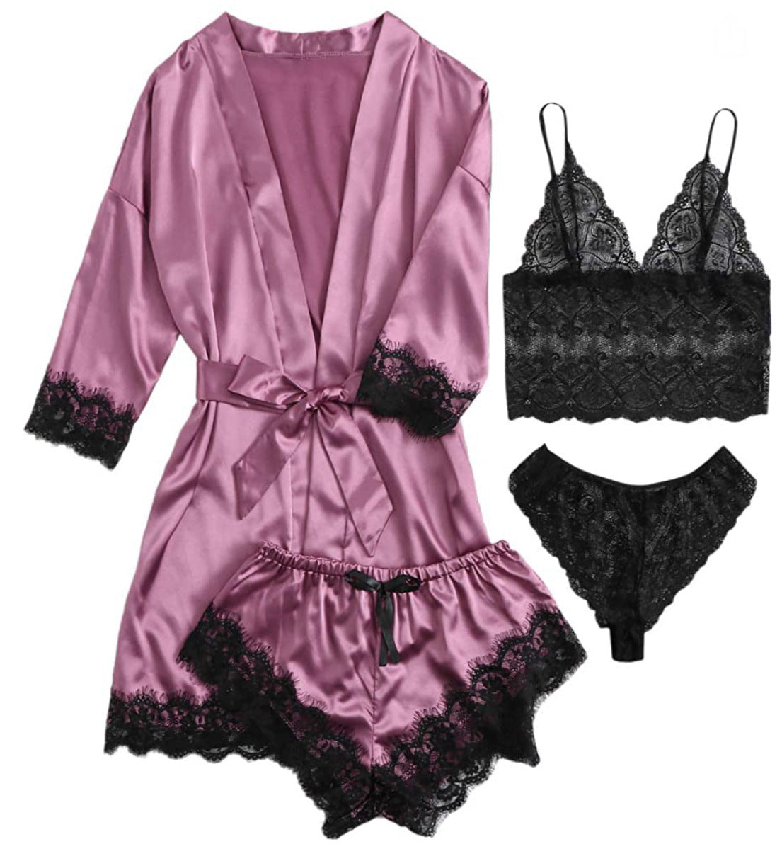 Womens Satin Pajama Set with Adjustable Straps