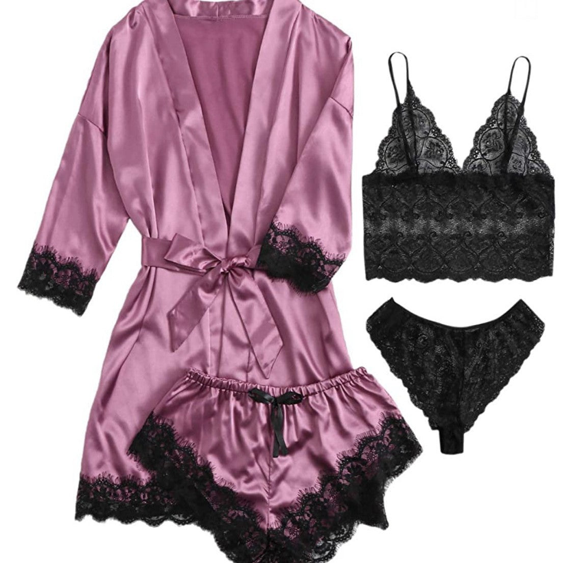 Womens Satin Pajama Set with Adjustable Straps