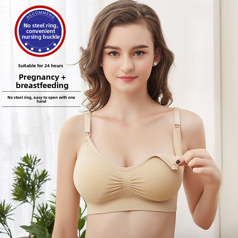 Pregnant without steel ring front opening buckle plus size lactation underwear