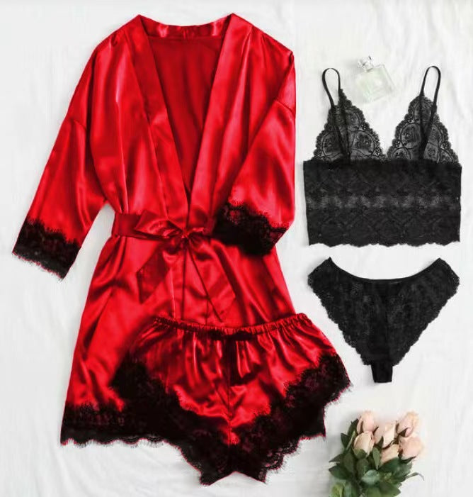 Womens Satin Pajama Set with Adjustable Straps
