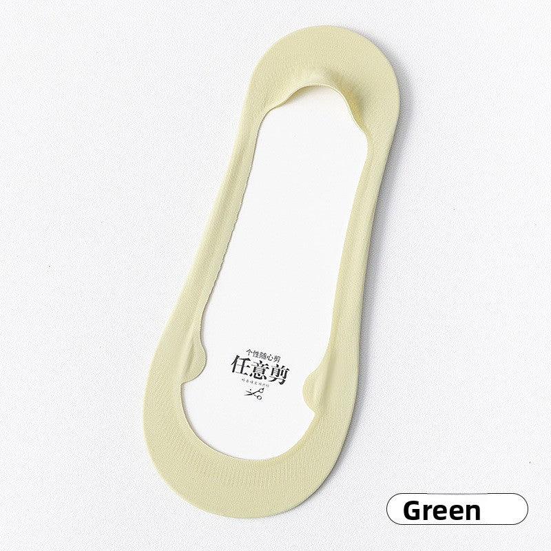 Women's Thin Cotton Boat Socks Non-Slip Invisible Low Cut Socks for Summer