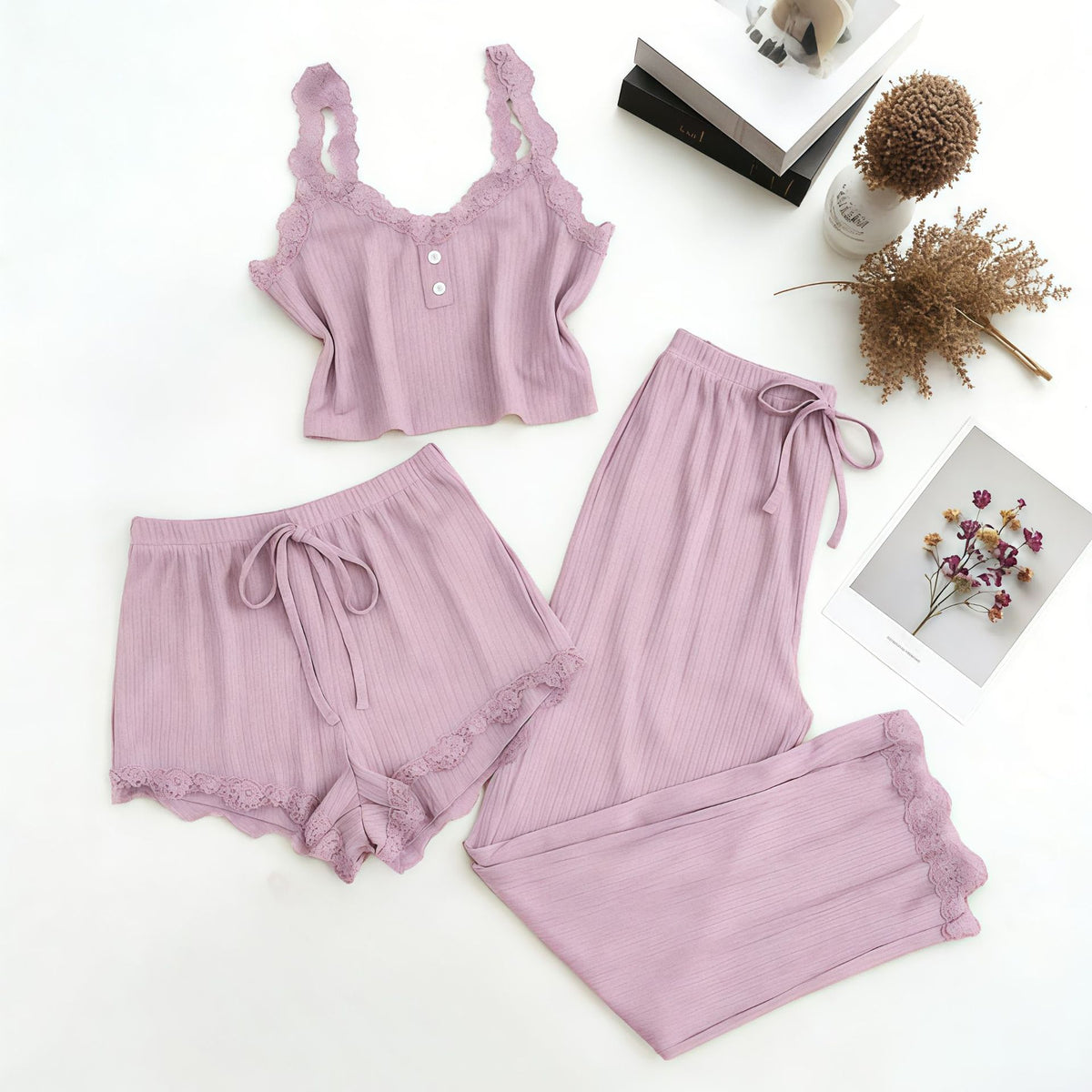 Womens Ribbed Camisole Shorts