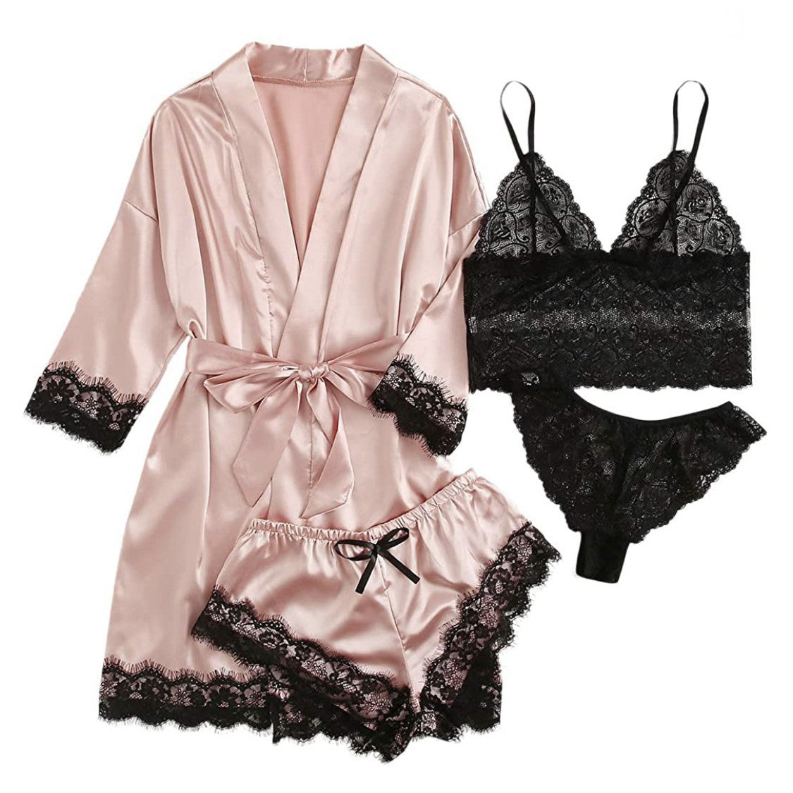 Womens Satin Pajama Set with Adjustable Straps