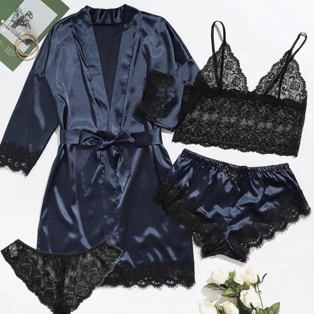 Womens Satin Pajama Set with Adjustable Straps