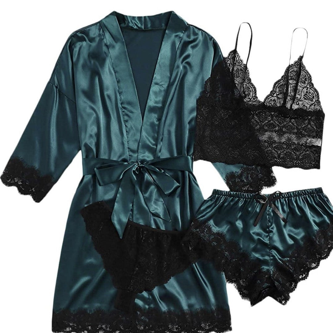 Womens Satin Pajama Set with Adjustable Straps