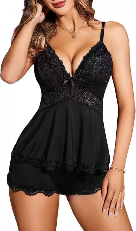 Lace Suspender Pajama Set