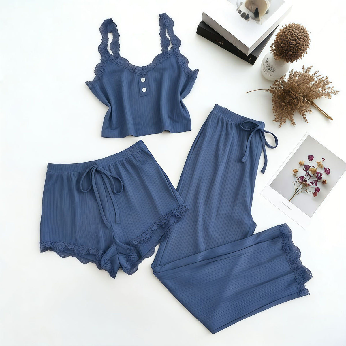 Womens Ribbed Camisole Shorts