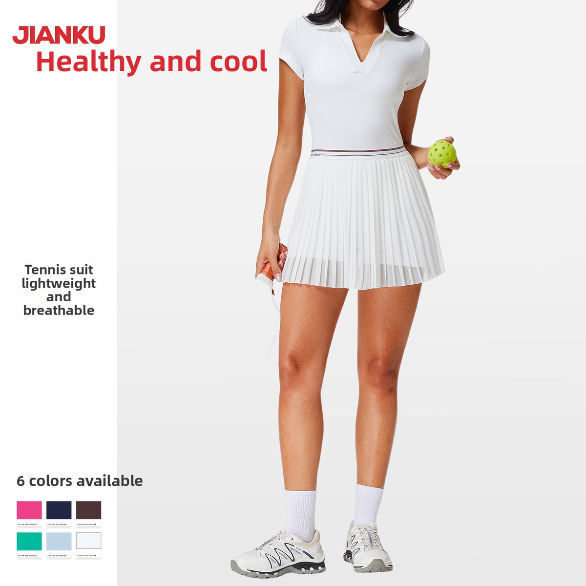 Casual Sports Polo Shirt and Skirt Set