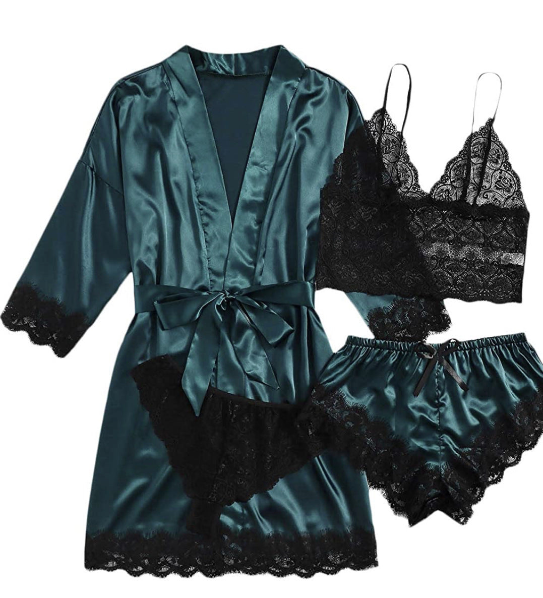 Womens Satin Pajama Set with Adjustable Straps
